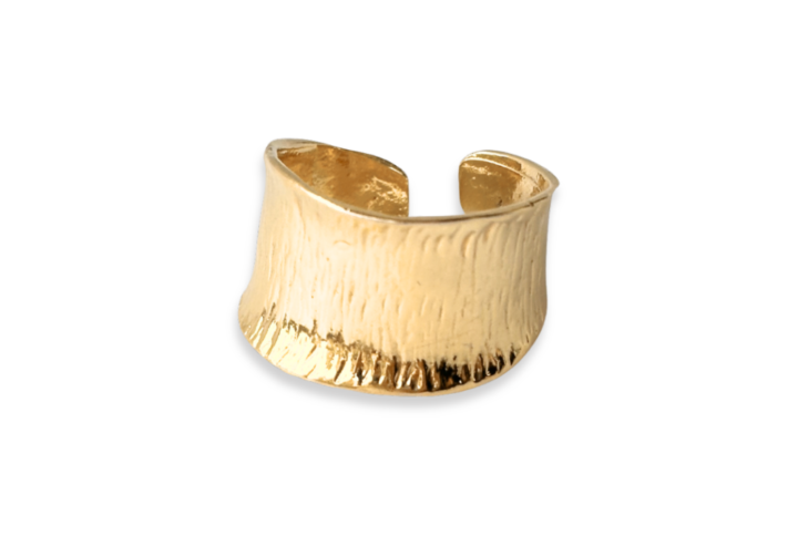 Anello a fascia Athena in ottone placcato oro 18kt , design elegante da donna, gioiello artigianale italiano