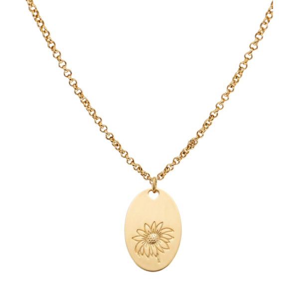 collana birthflower classic con medaglietta ovale e fiore inciso personalizzabile SerenaBi