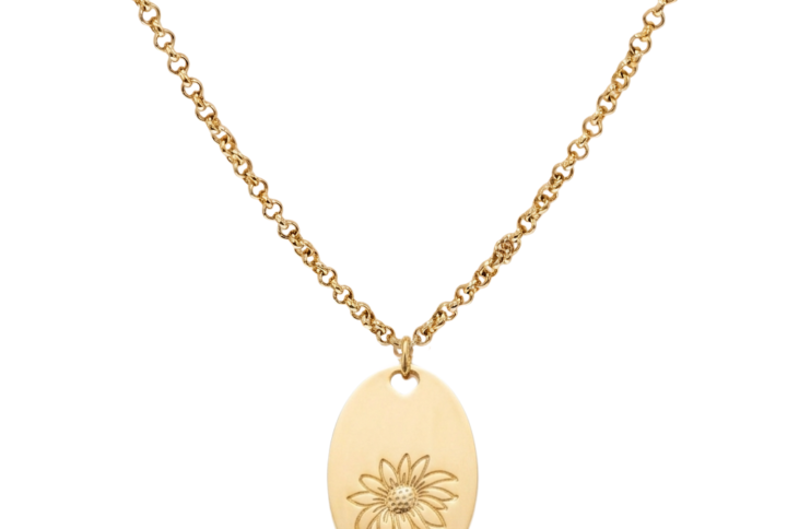 collana birthflower classic con medaglietta ovale e fiore inciso personalizzabile SerenaBi