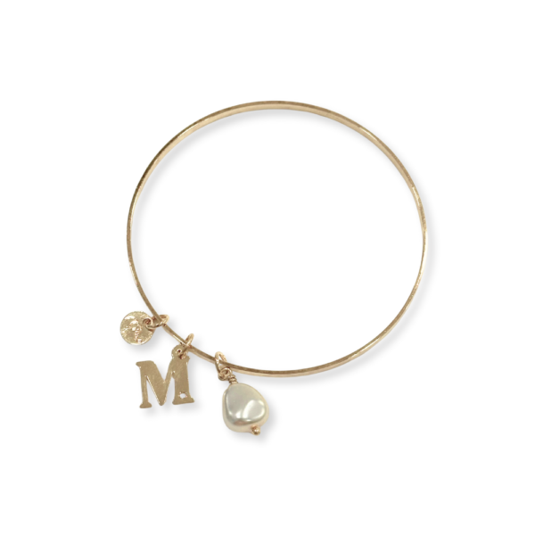 Bracciale bangle con lettera da 1,5 cm e perla Elliptic Serenabi
