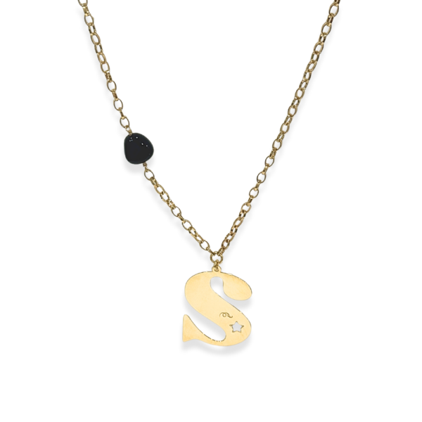 Collana Maxi Alphabet con lettera da 4 cm e perla Elliptic su catena ovale 60 cm