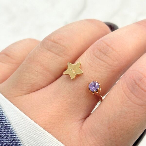 Glow Open Ring SerenaBi – anello aperto regolabile con cristallo e soggetto, placcato oro 18kt