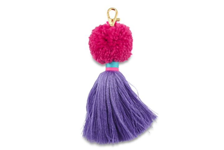 Portachiavi Pon Pon e Nappa Fucsia viola