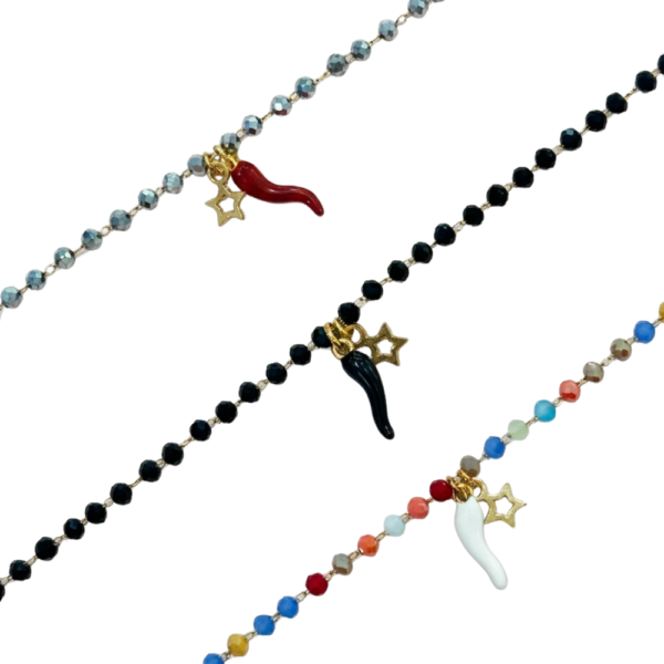 bracciale Beata Te con catena rosary cristalli e cornetto smaltato SerenaBi