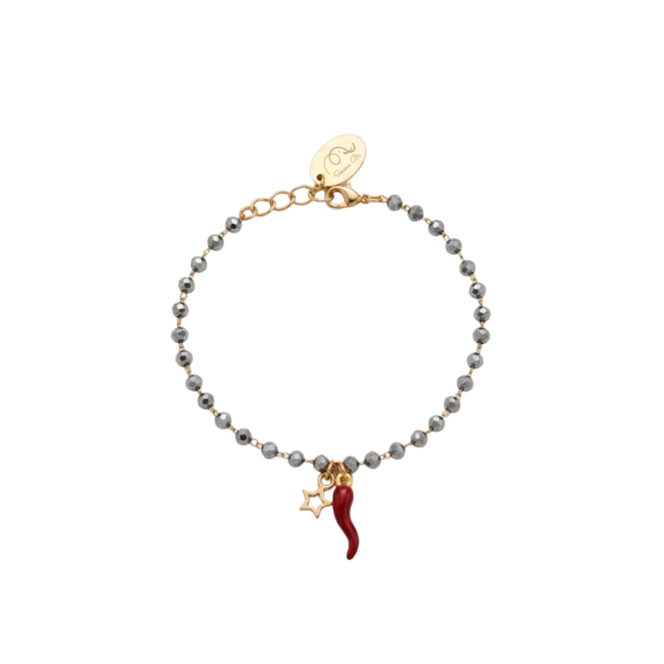 bracciale Beata Te con catena rosary cristalli e cornetto smaltato SerenaBi