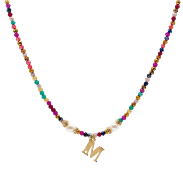 collana Alphabet Candy con iniziale mini e cristalli multicolor SerenaBi