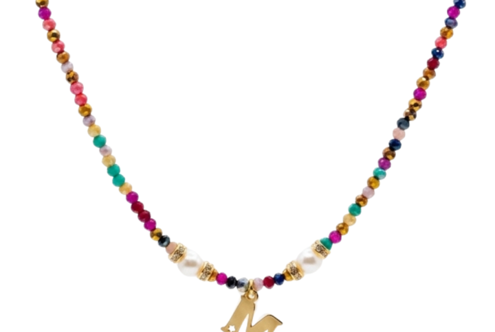collana Alphabet Candy con iniziale mini e cristalli multicolor SerenaBi