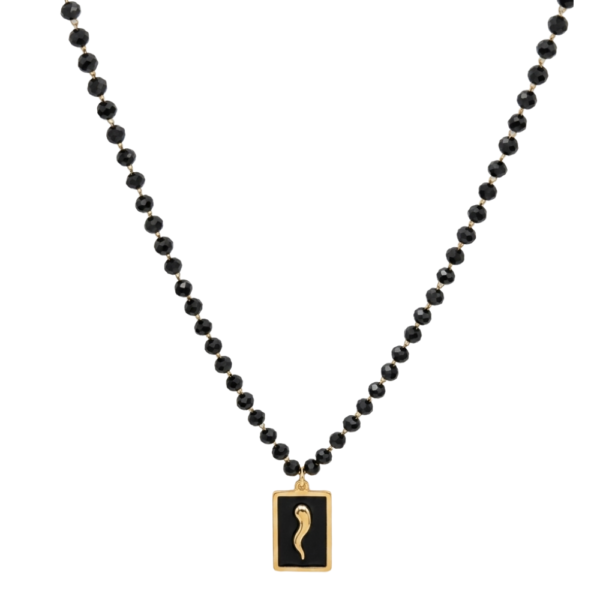 collana Cornetto Neapolis con medaglia smaltata e rosary cristalli SerenaBi