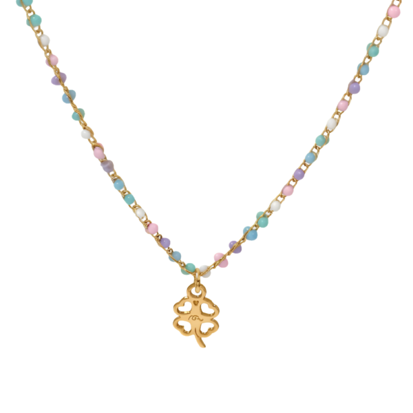 collana Lucky Joy con catena smaltata multicolor e charms portafortuna SerenaBi