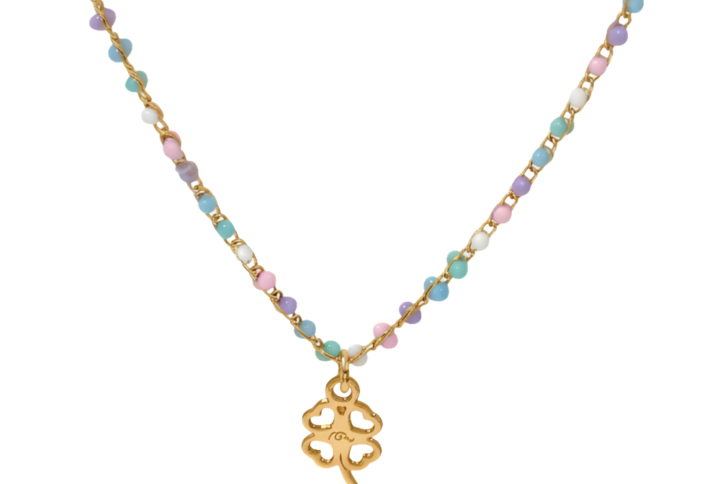 collana Lucky Joy con catena smaltata multicolor e charms portafortuna SerenaBi