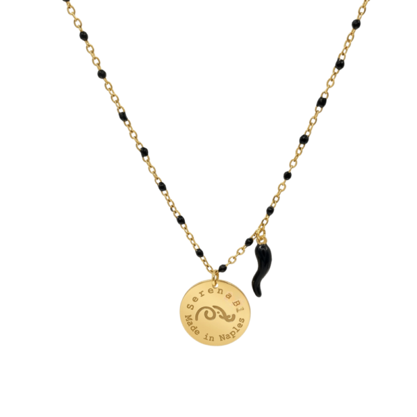 collana Lucky Protection con catena smaltata e cornetto portafortuna SerenaBi