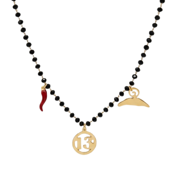 collana Parthenope Life Neapolis con corno rosso, Vesuvio e numero 13 SerenaBi