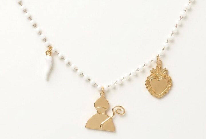 collana Protection Neapolis con corno bianco, San Gennaro e Cuore Sacro SerenaBi