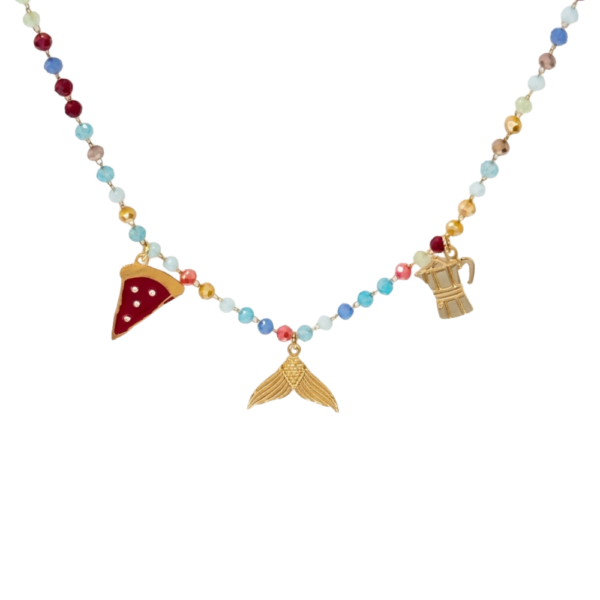 collana Vita Napoletana Neapolis con pizza, moka e Coda Partenope SerenaBi