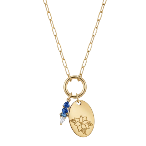 collana birthflower personalizzabile con catena a maglie rettangolari placcata oro 18kt SerenaBi