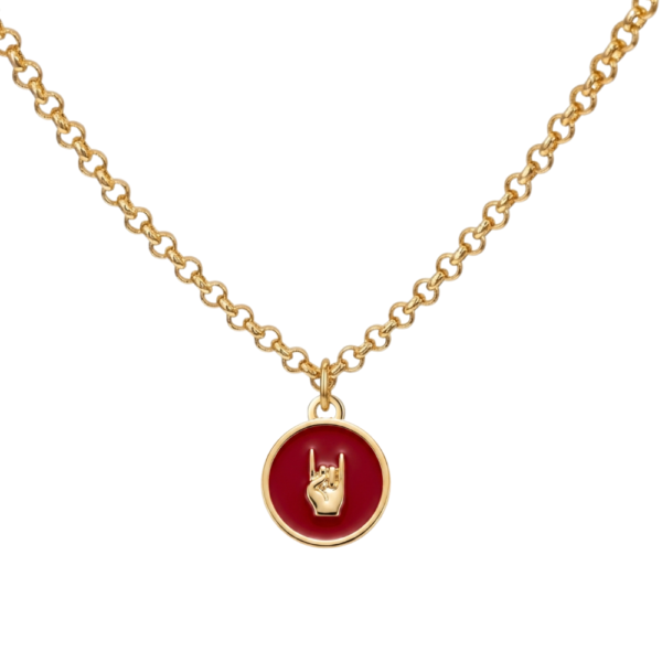Collana Joy Horns con mano cornuta dorata e smalto rosso nero o bianco SerenaBi
