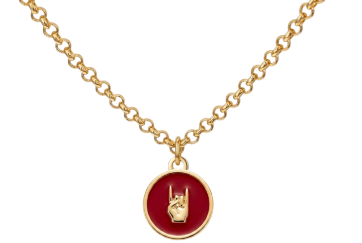 Collana Joy Horns con mano cornuta dorata e smalto rosso nero o bianco SerenaBi