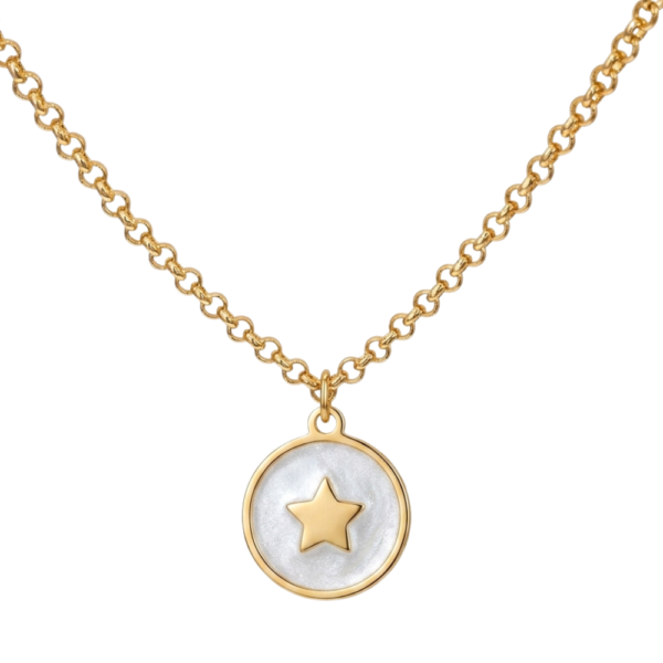 Collana Joy Star basic con stella dorata centrale e smalto bianco microperlato