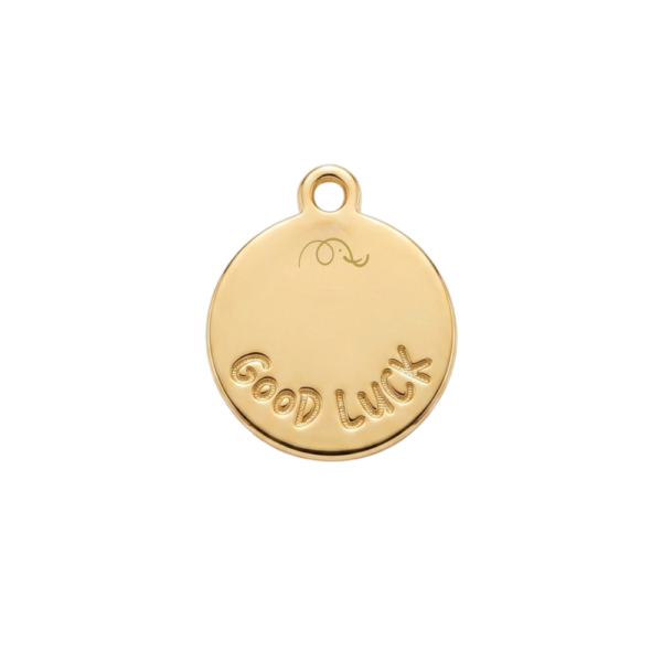 Retro della collana Joy Clover con incisione Good Luck