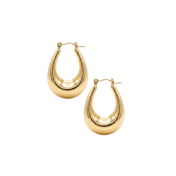Orecchini Hoops Oval dorati con forma ovale bombata SerenaBi
