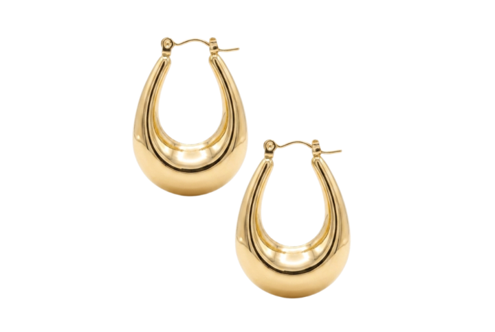 Orecchini Hoops Oval dorati con forma ovale bombata SerenaBi