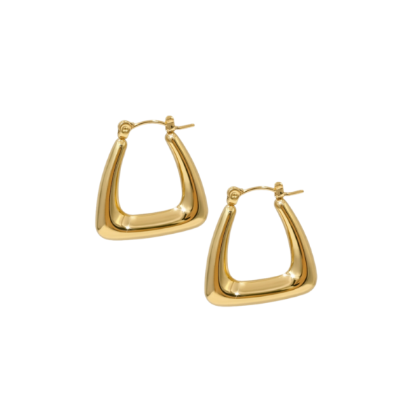 Orecchini Hoops Square dorati con forma quadrata arrotondata SerenaBi