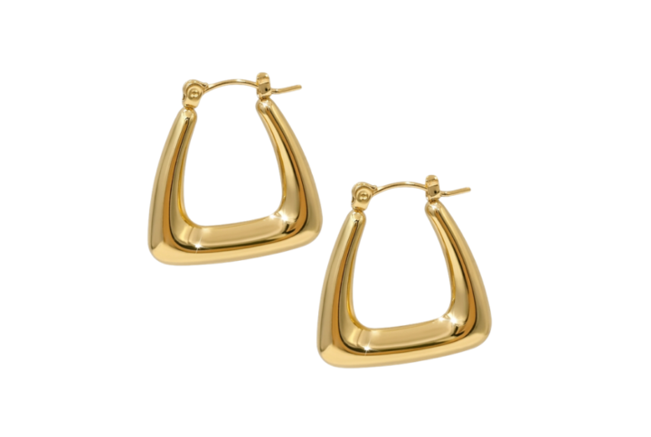 Orecchini Hoops Square dorati con forma quadrata arrotondata SerenaBi
