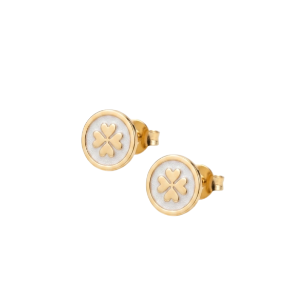 Orecchini Joy Clover con disco smaltato e quadrifoglio dorato SerenaBi