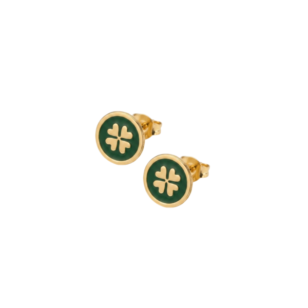 Orecchini Joy Clover con disco smaltato e quadrifoglio dorato SerenaBi