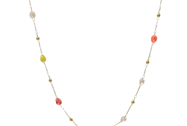 Collana Confetti con gocce di cristallo multicolor e catena dorata SerenaBi
