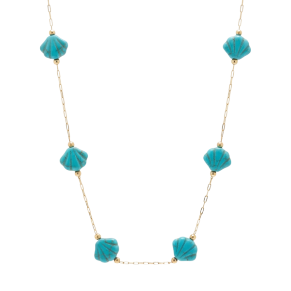 Collana Maree Conchiglia con conchiglie in pasta di turchese e catena dorata SerenaBi