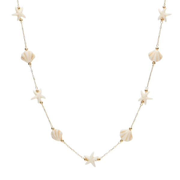 Collana Maree Conchiglia con conchiglie e stelle marine e catena dorata SerenaBi