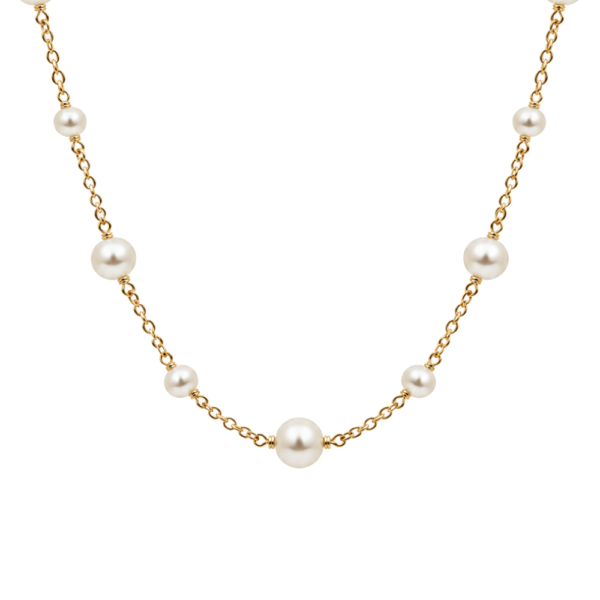 Collana Pearl Duo con perle da 6 mm e catena rolò in acciaio 316L