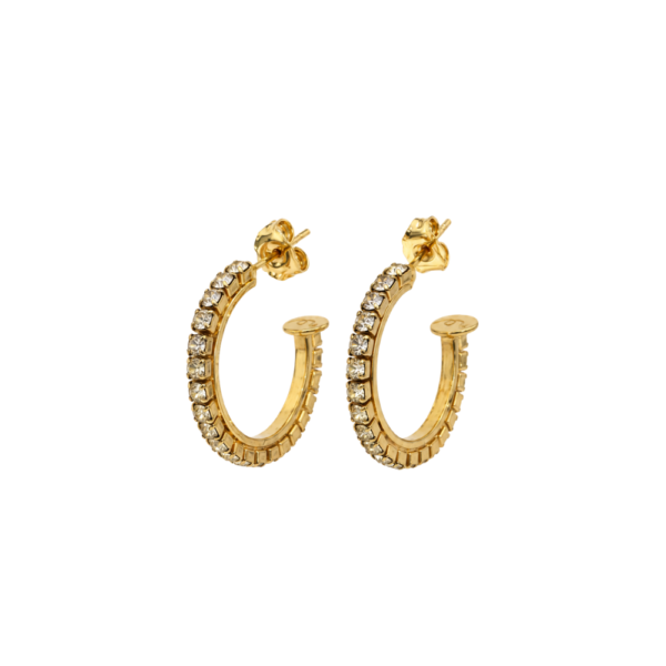Orecchini cerchio da 2 cm Shine On con cristalli in Oro 18 kt
