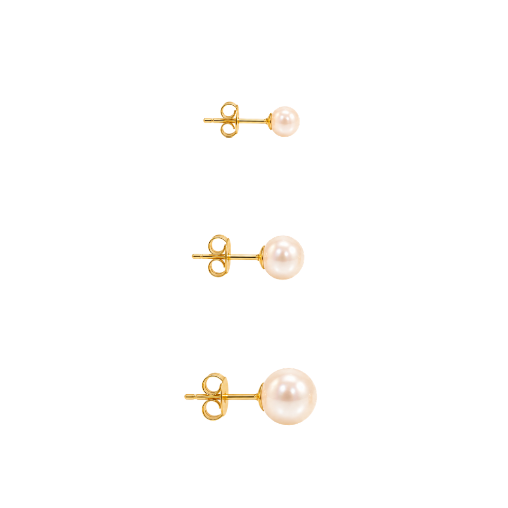 Orecchini Pearl Stud dettaglio tre misure