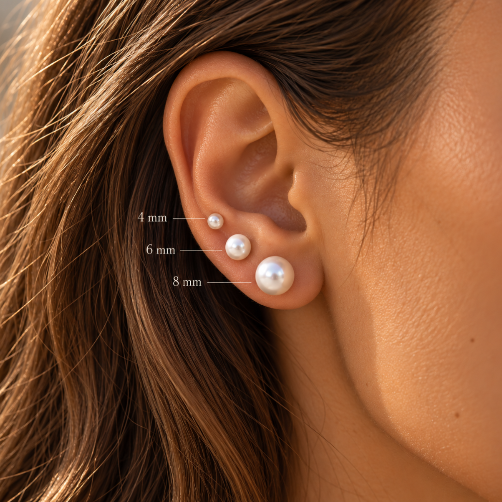 Orecchini Pearl Stud indossati