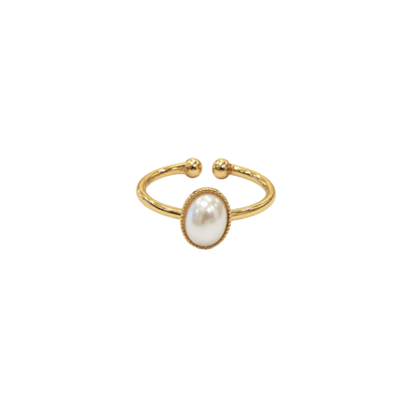 Pearl Frame anello con perla ovale