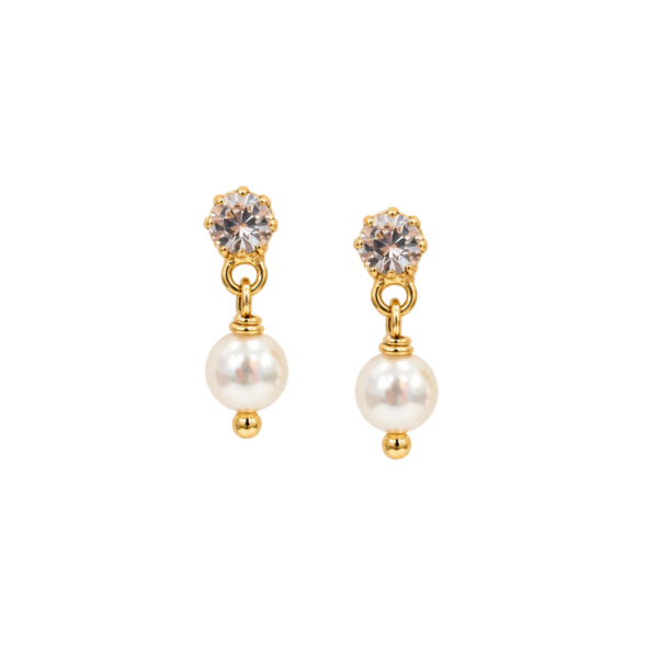 Orecchini Pearl Glow con perla da 5 mm e punto luce in cristallo