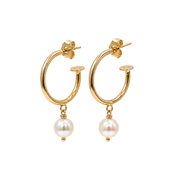 Orecchini a cerchio con perle Pearl Hoops in ottone placcato oro 18 kt