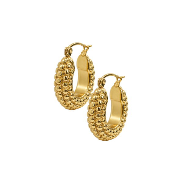 Orecchini Beads Hoopsdorati in acciaio inox 316L con superficie tridimensionale a sfere