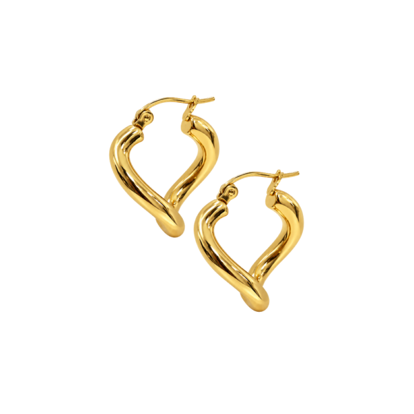 Orecchini Flow Hoops dorati in acciaio inox 316L dal design sinuoso