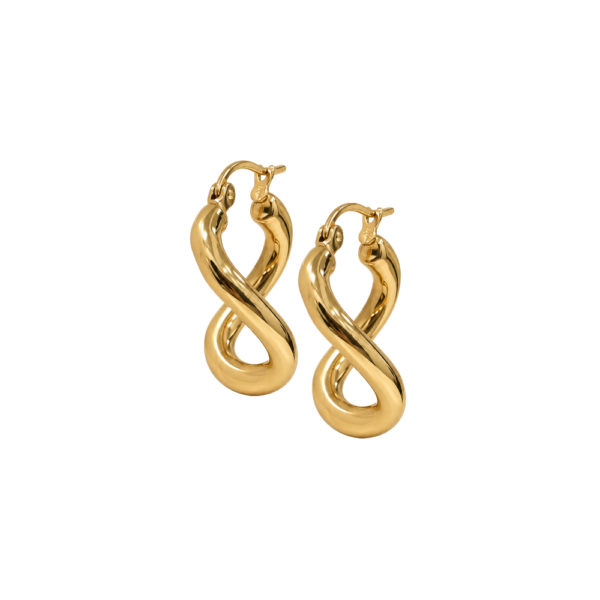 Orecchini Flow Hoops dorati in acciaio inox 316L dal design sinuoso